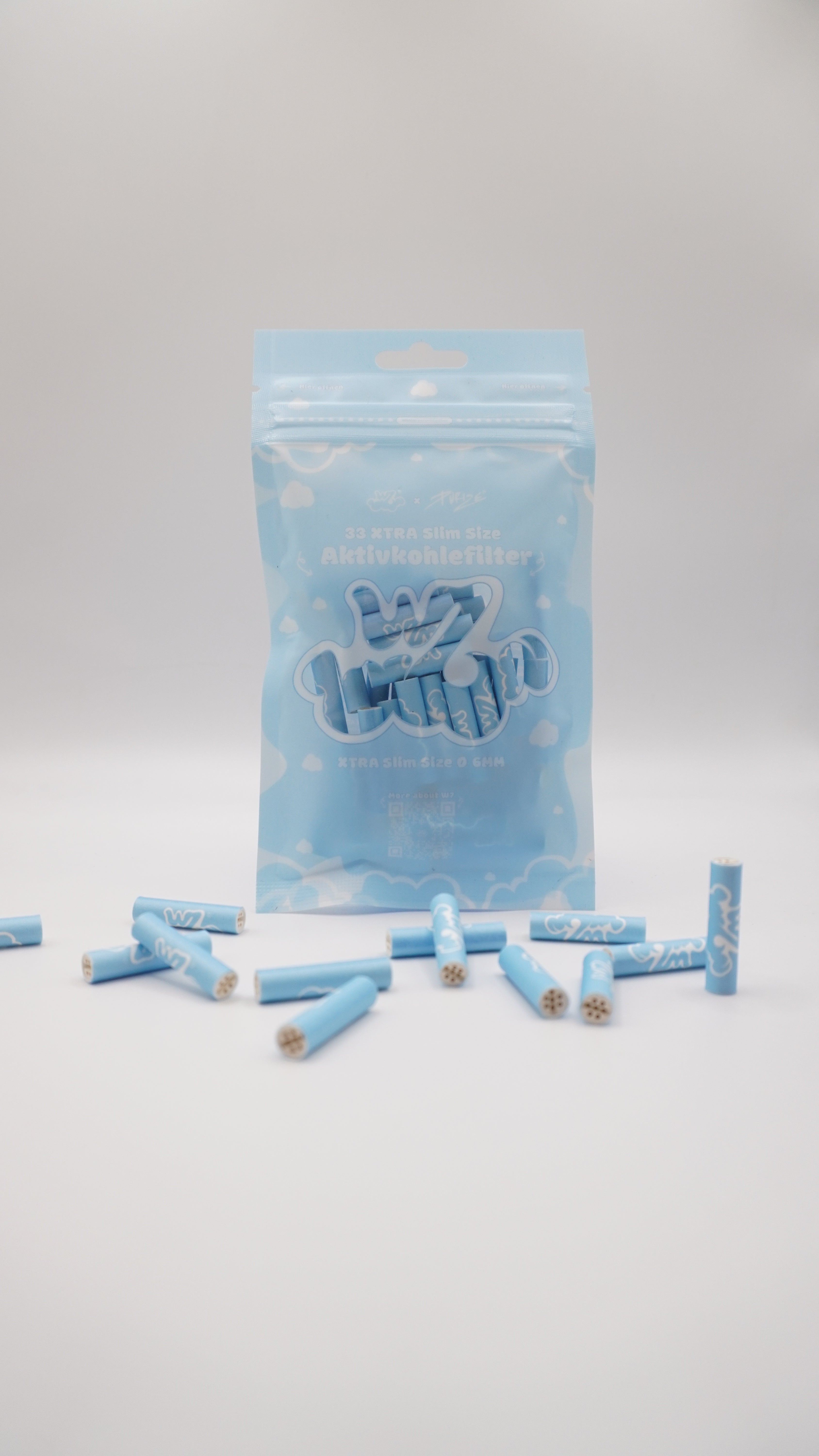 W7 x PURIZE® – Xtra Slim Size (6mm) Aktivkohlefilter (33 Stück)