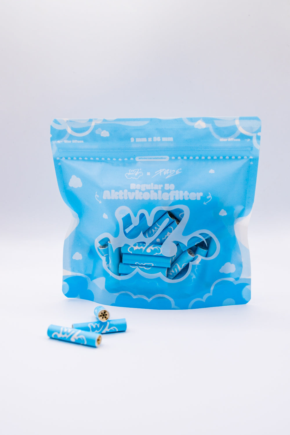 W7 x PURIZE® – Regular Size (9mm) Aktivkohlefilter (50 Stück)